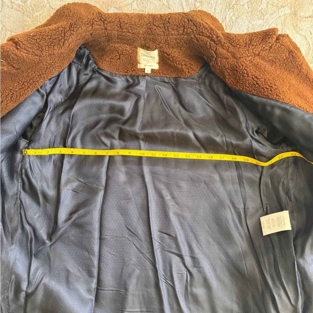 Sezane Isae Chestnut Brown Teddy Jacket - 44 - Picture 2 of 5